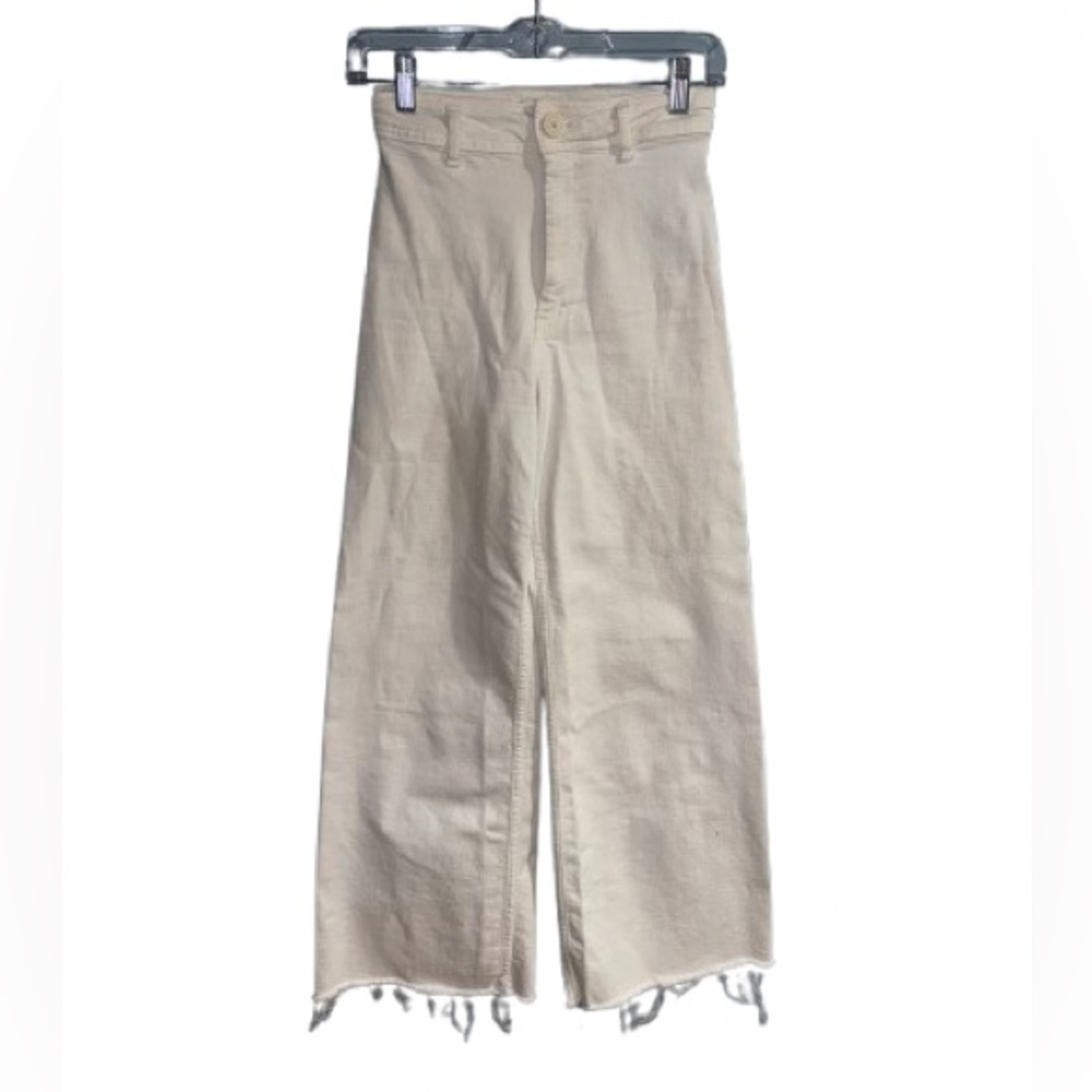 ~Zara Cream straight leg Wide-Leg Pants